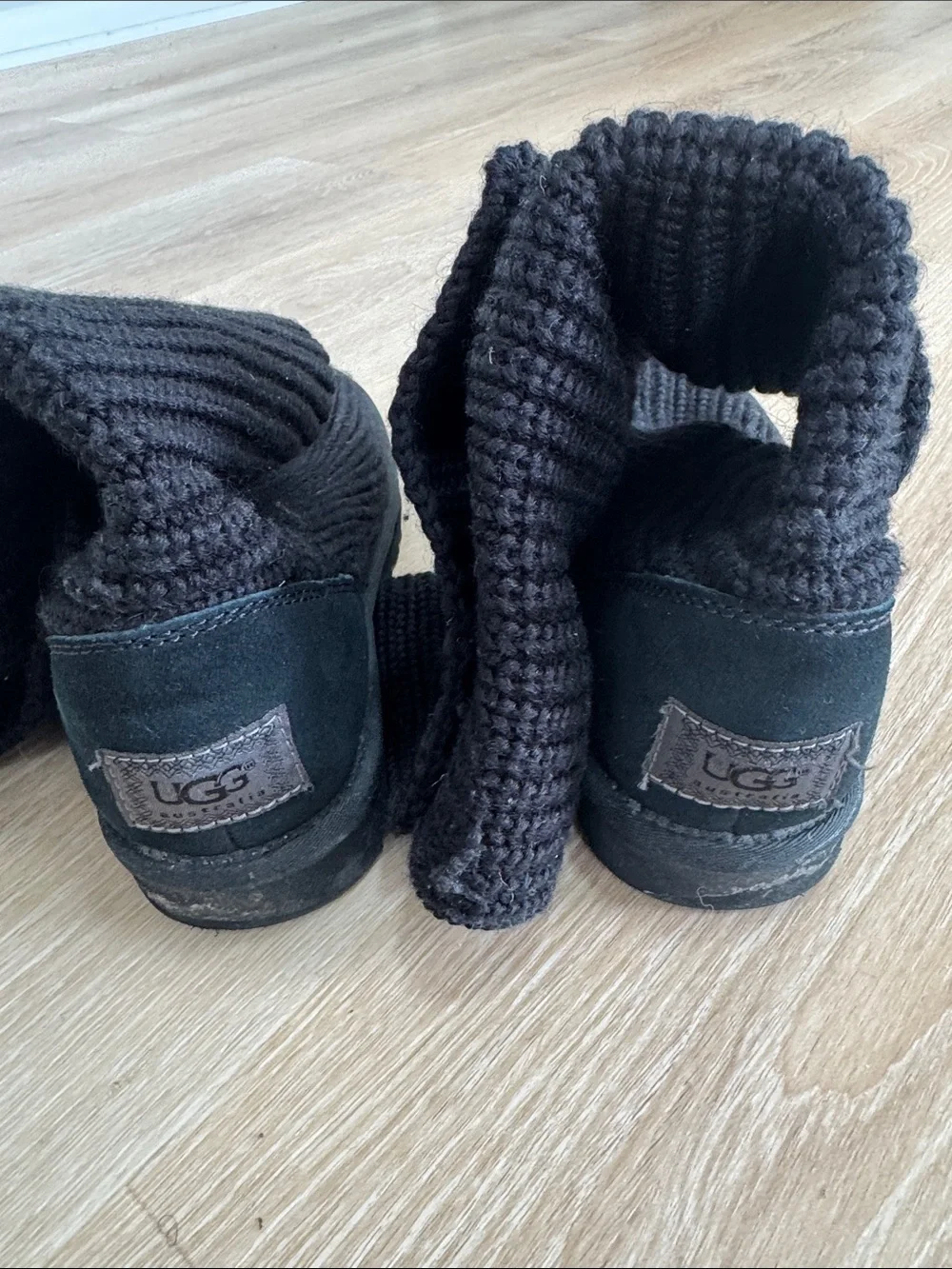 UGG Black Knit Fold-Over Boot Slippers - Picture 4 of 5